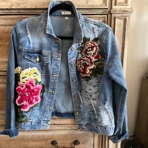 3D Embellished denim jacket